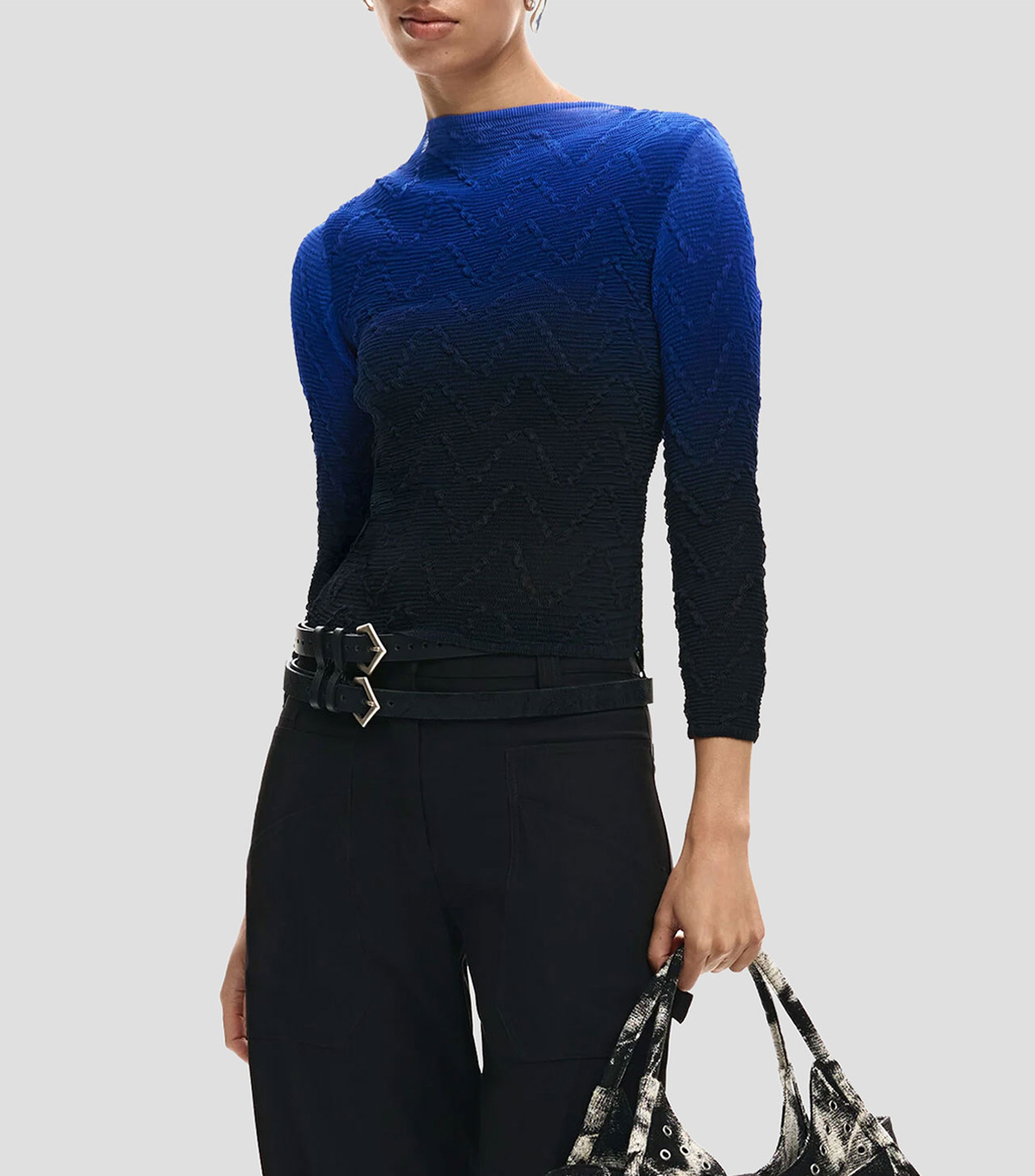 Blusa sólida manga larga Mujer